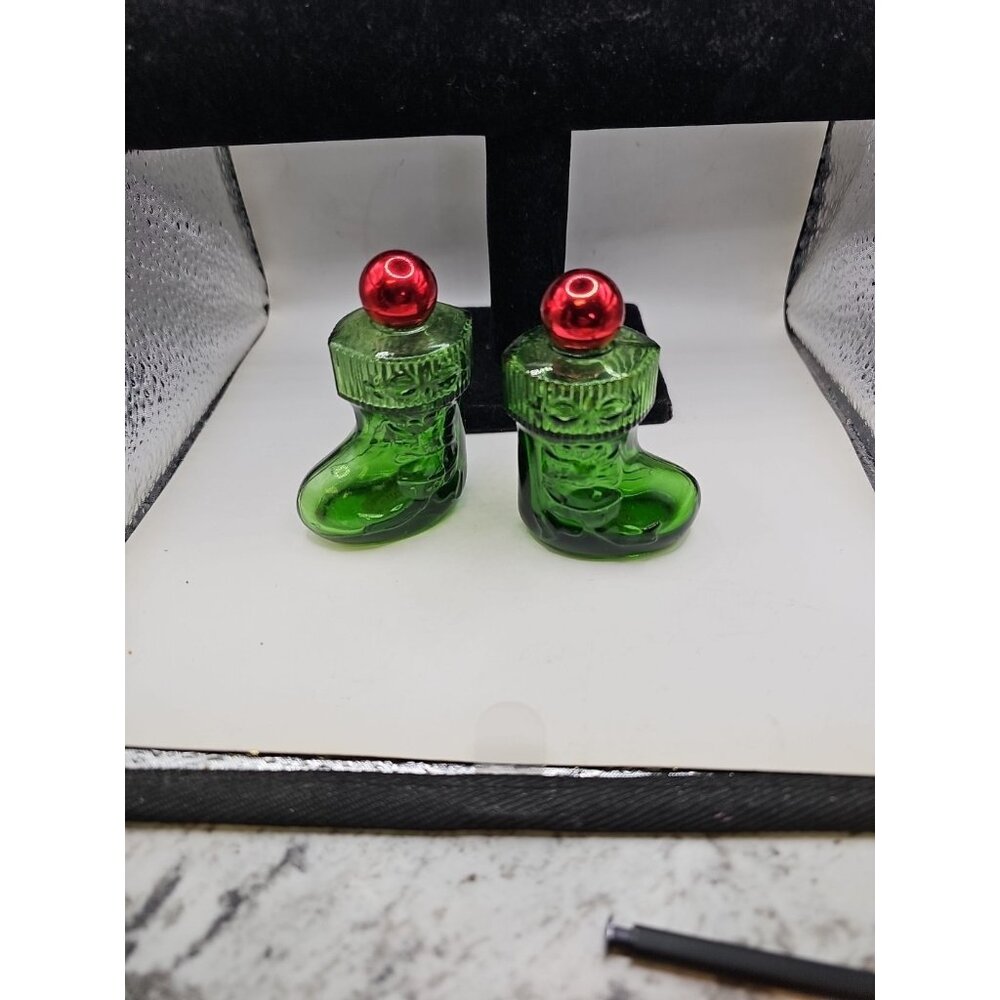 Lot Of 2 Christmas Ornaments Empty Avon Green Boots